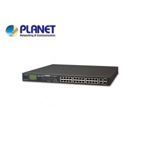 24-Port 10/100TX 802.3at PoE + 2-Port Gigabit TP/SFP Combo Ethernet Switch with LCD PoE Monitor (300W) Echipamente Active
