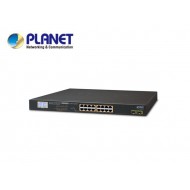 16-Port 10/100/1000T 802.3at PoE + 2-Port 1000SX SFP Gigabit Switch with LCD PoE Monitor (300W PoE Budget, Standard/VLAN/Extend mode)